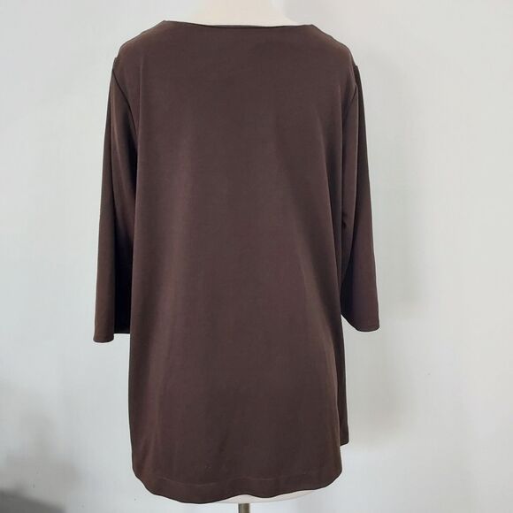 Avenue Ponte Collection Flowy Tunic Top Shirt Womens Size 18 20 Stretch Brown - Picture 7 of 12